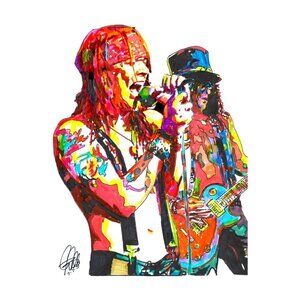 Axl Rose Slash Guns N Roses Singer Guitar Rock Music Print Wall Art 13x19